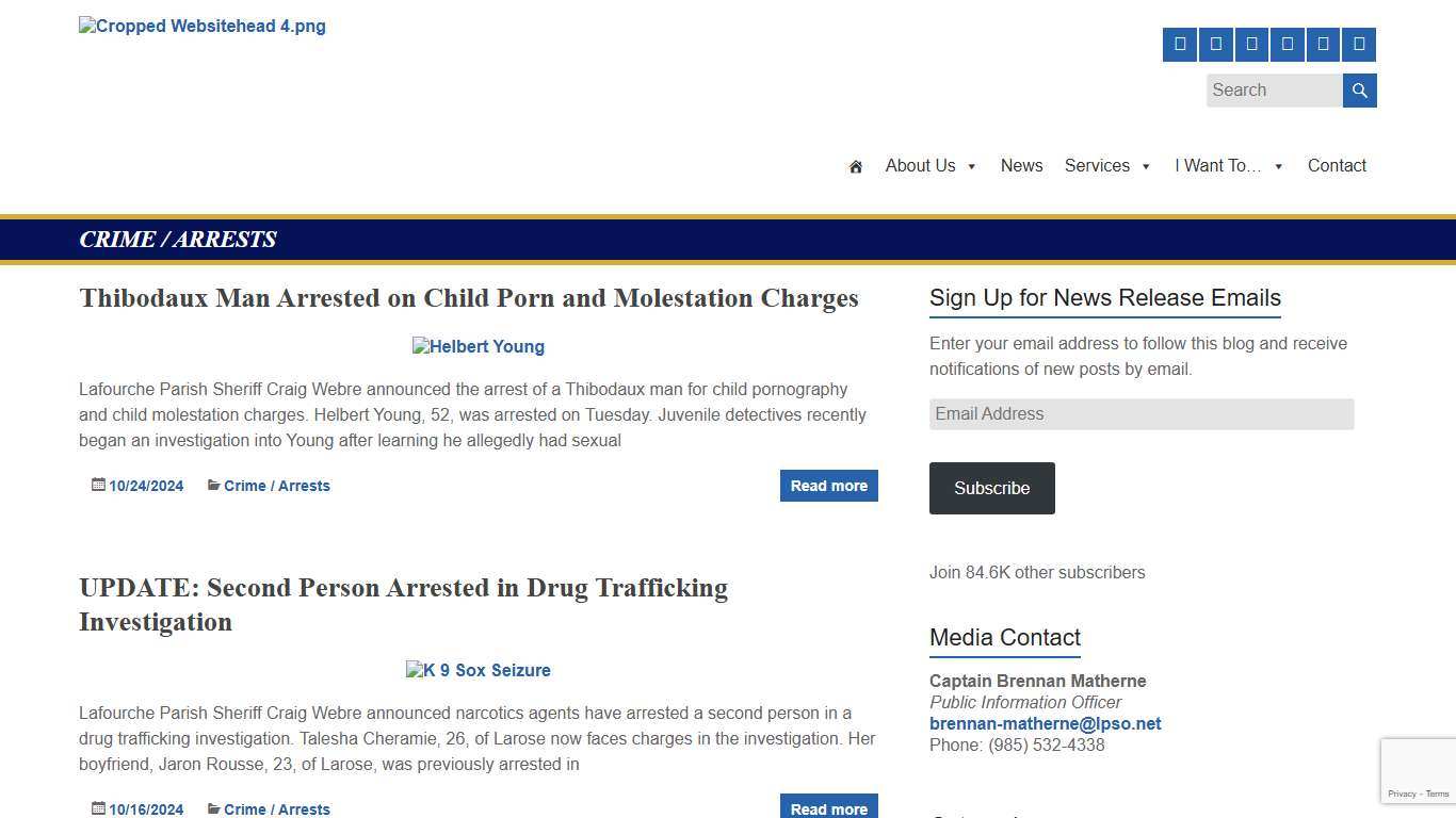 Crime / Arrests – Page 8 – Lafourche Parish Sheriff's Office