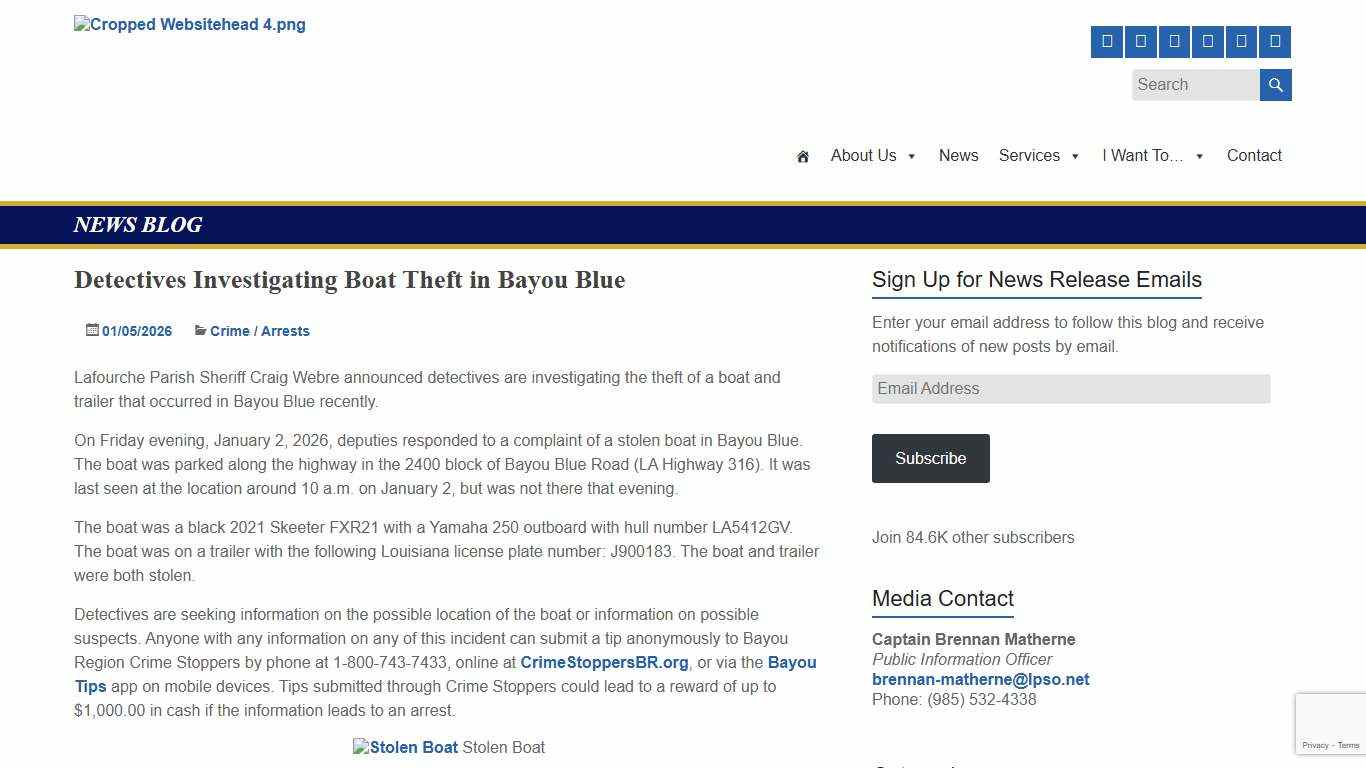 News Blog – Lafourche Parish Sheriff's Office