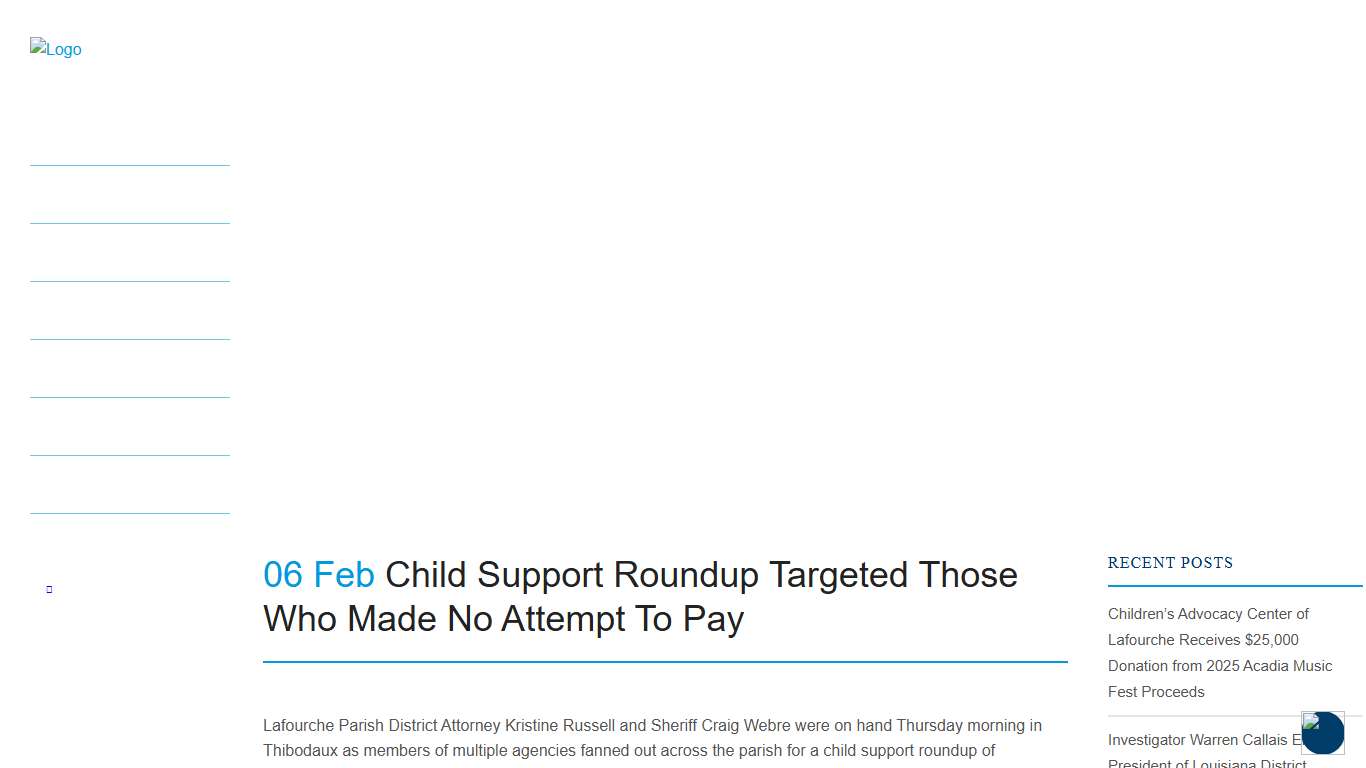 Child Support Roundup Targeted Those Who Made No Attempt To Pay - Lafourche Parish District Attorney